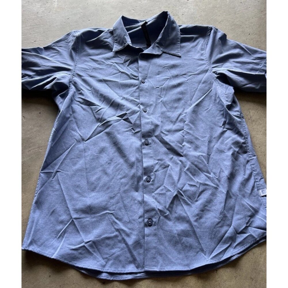 lululemon Airing Easy Short-Sleeve Light Blue Shirt mens sz XLButton Shirt